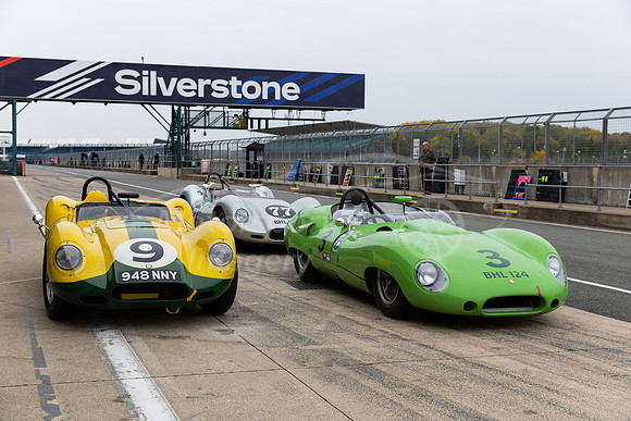 #9 Lister Knobbly, #3 Lister Costin Chevrolet and #77 Lister Jaguar