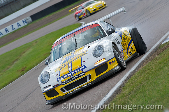 George Brewster suffers a burst tyre