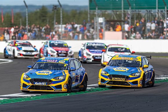 Dan Cammish leads team mate Ash Sutton in their NAPA Racing Ford Focus