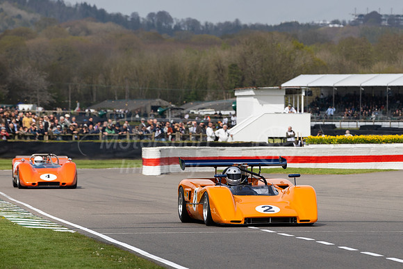 A 1970 McLaren-Chevrolet M8C being driven here by Harry Schmidt
