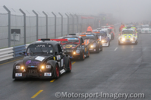 A very foggy pitlane